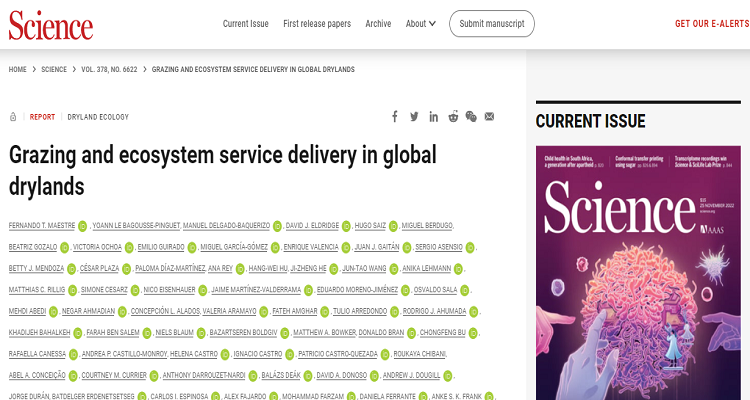 نتایج یک پروژه بین المللی با مشارکت دانشیار گروه مرتعداری دانشگاه، در مجله Science منتشر شد